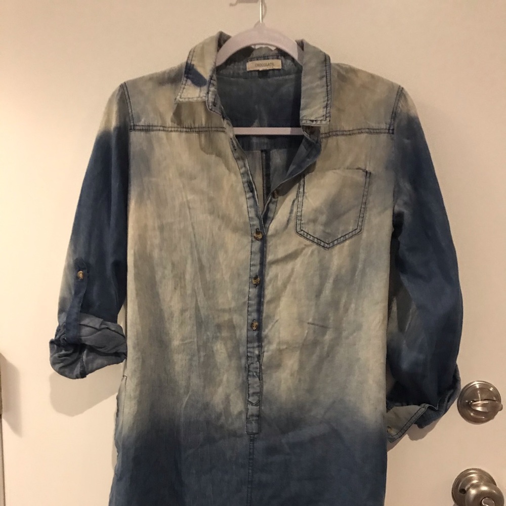 Chocolate denim button down shirt